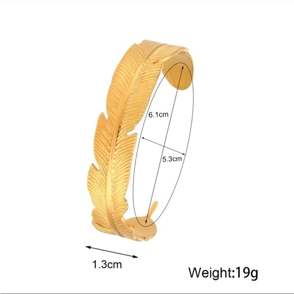 NEW 18K GOLD LEAF BANGLE CUFF BRACELET - Picture 8 of 10